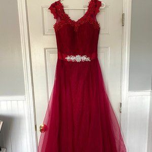 Modest Formal Prom Dress with Lace-Up Back
